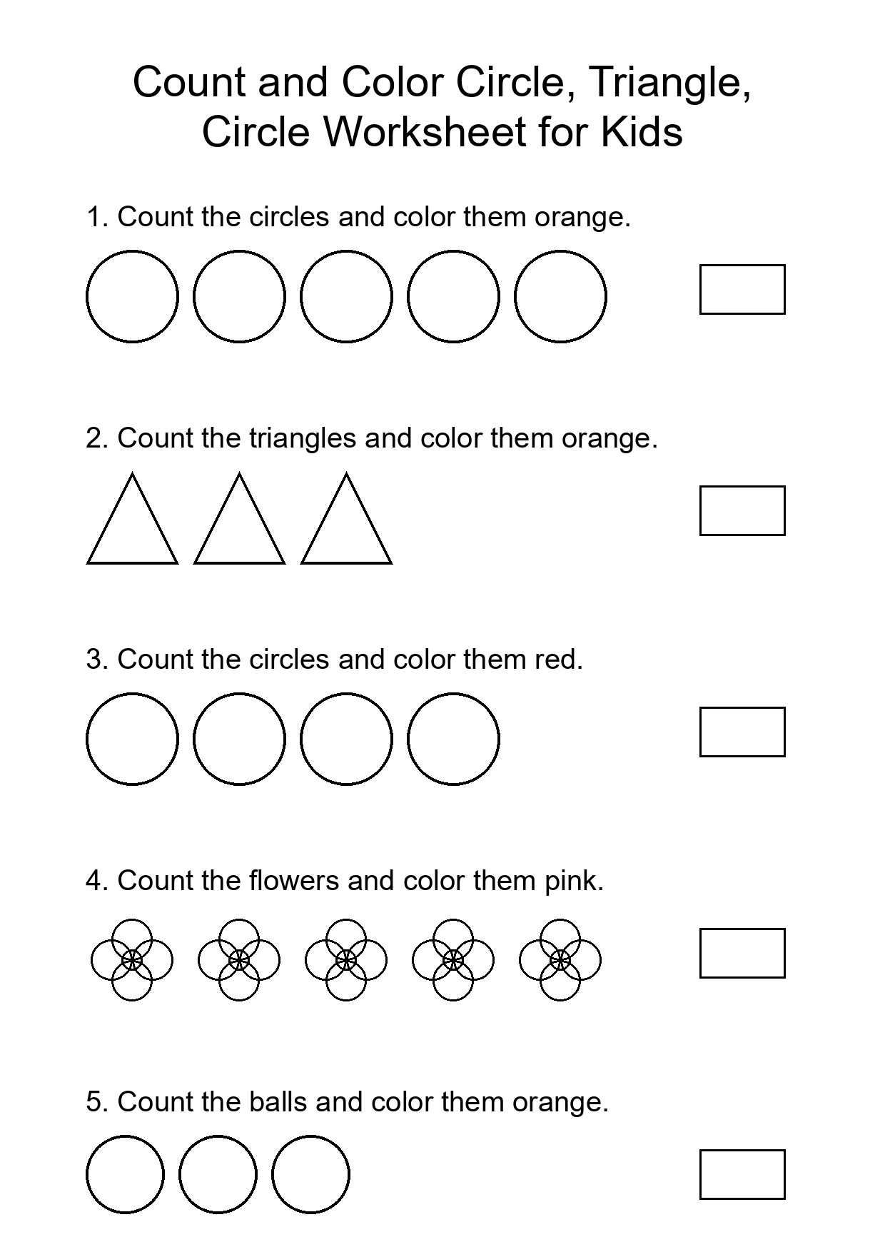 Count and Color Circle, Triangle, Circle Worksheet for Kids