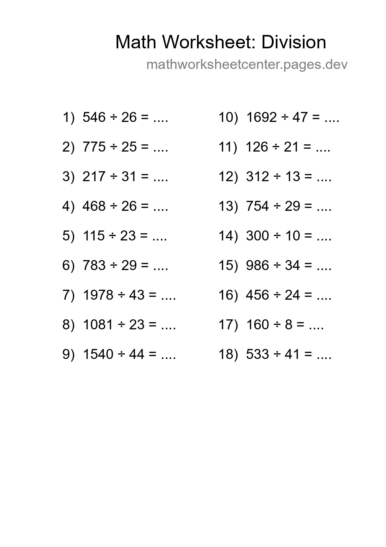 Free 18 Division Math Worksheet For Grade 2 With Answers - Part 74