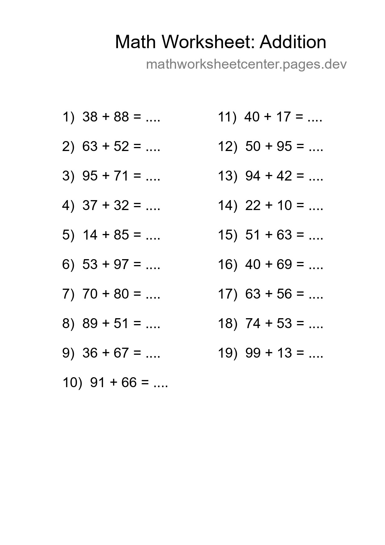 Free 19 Addition Math Worksheet For Grade 3 - Part 231
