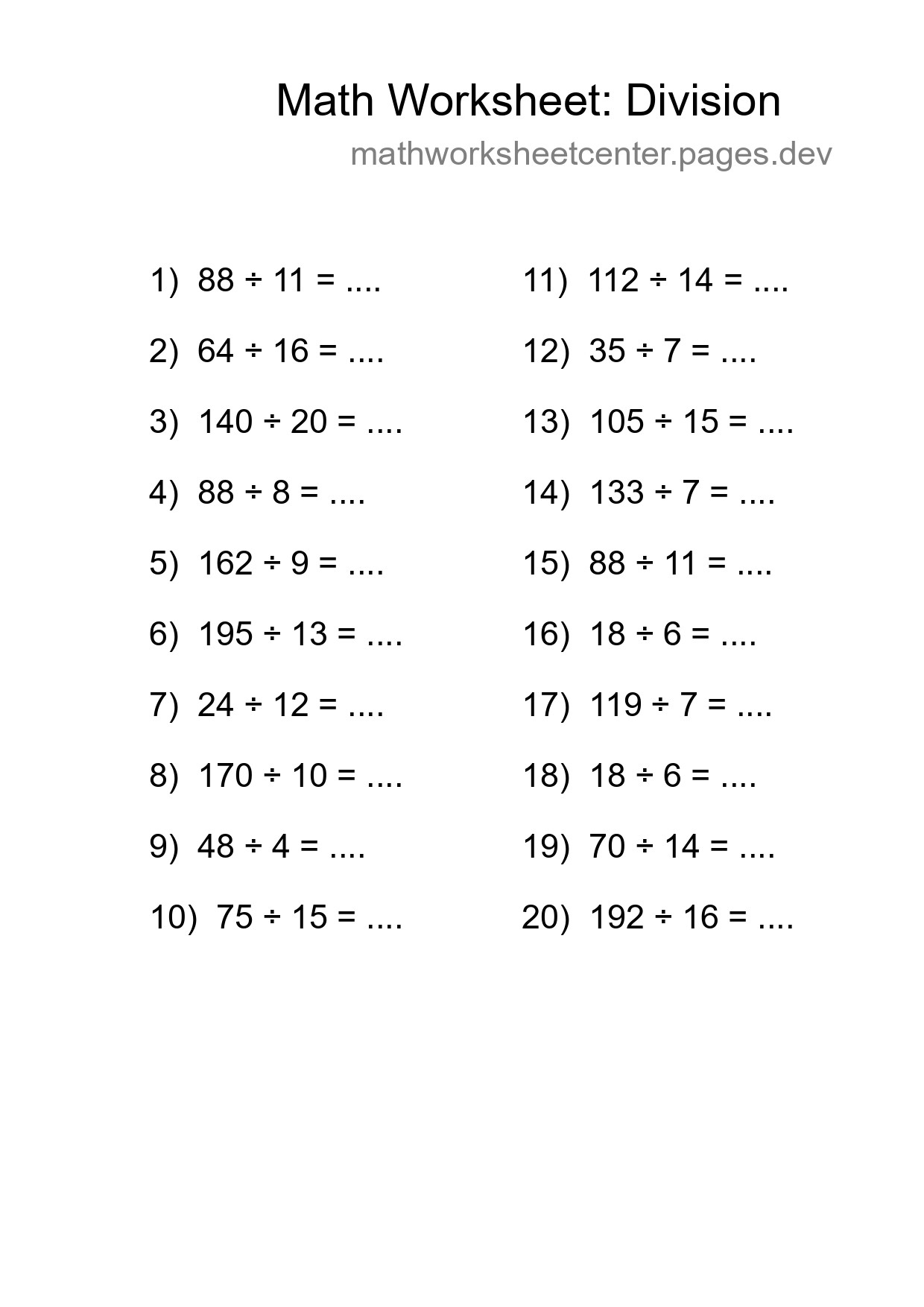 Free 20 Division Math Worksheet For Grade 2 - Part 214