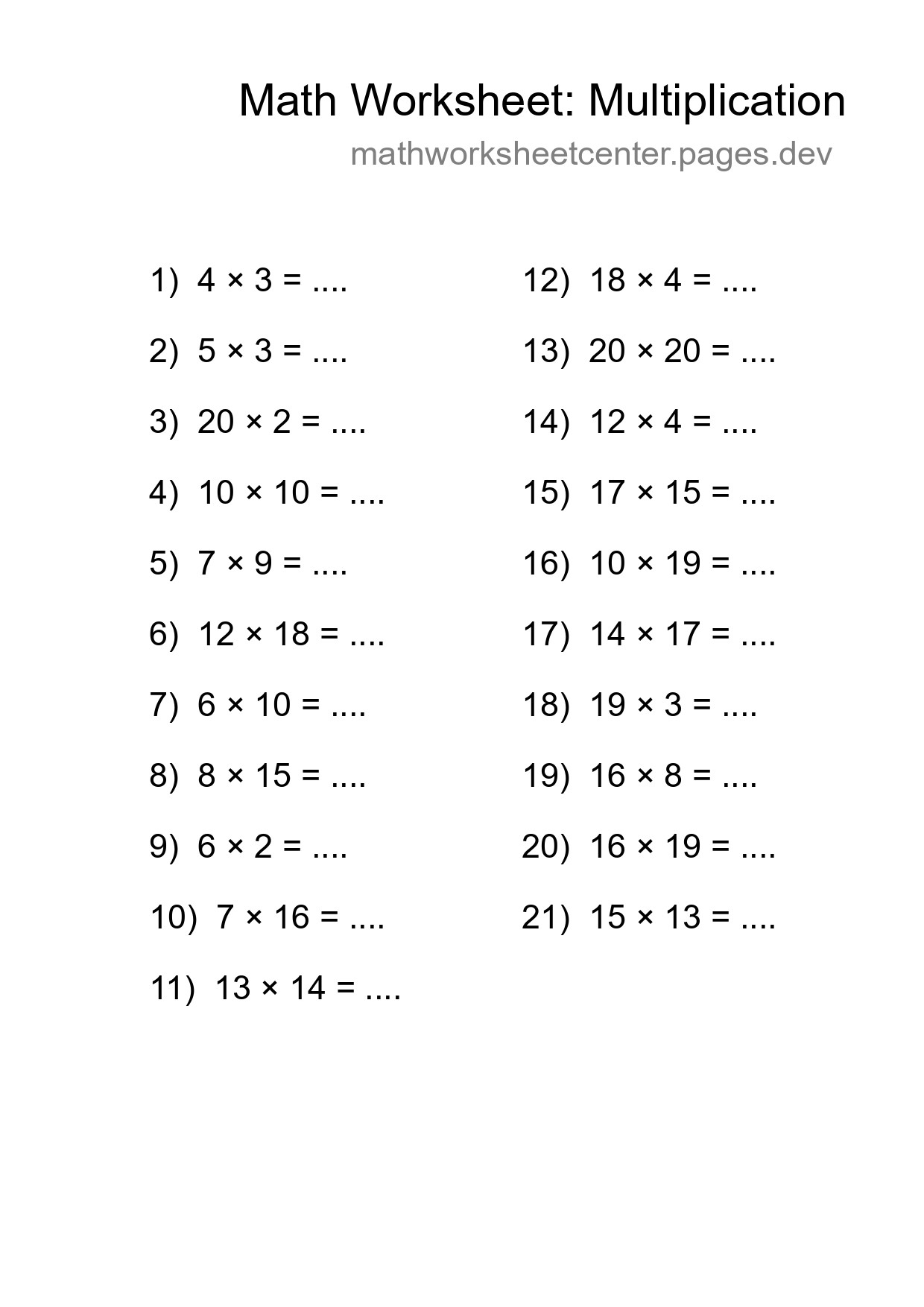 Free 21 Multiplication Math Worksheet For Grade 2 - Part 67