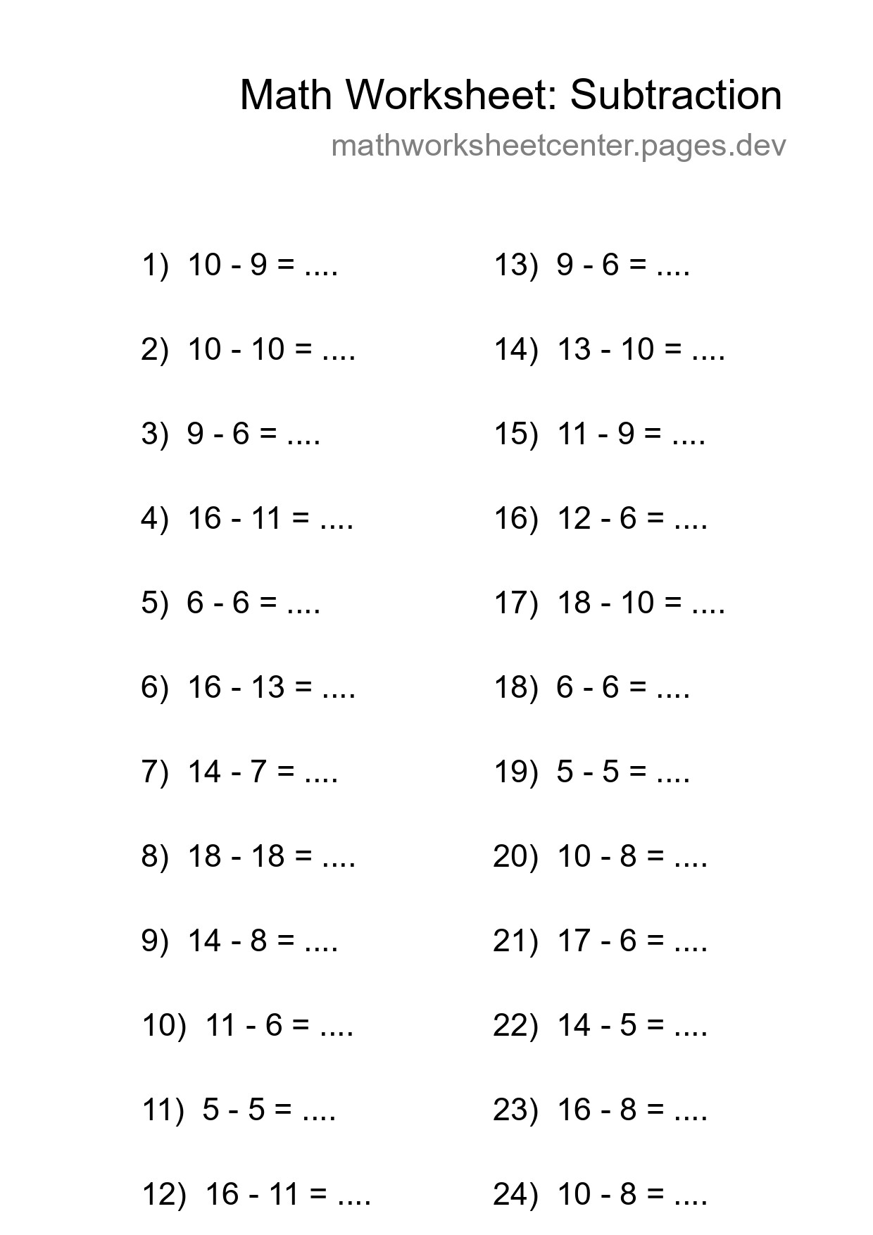 Free 24 Subtraction Math Worksheet For Grade 2 - Part 68