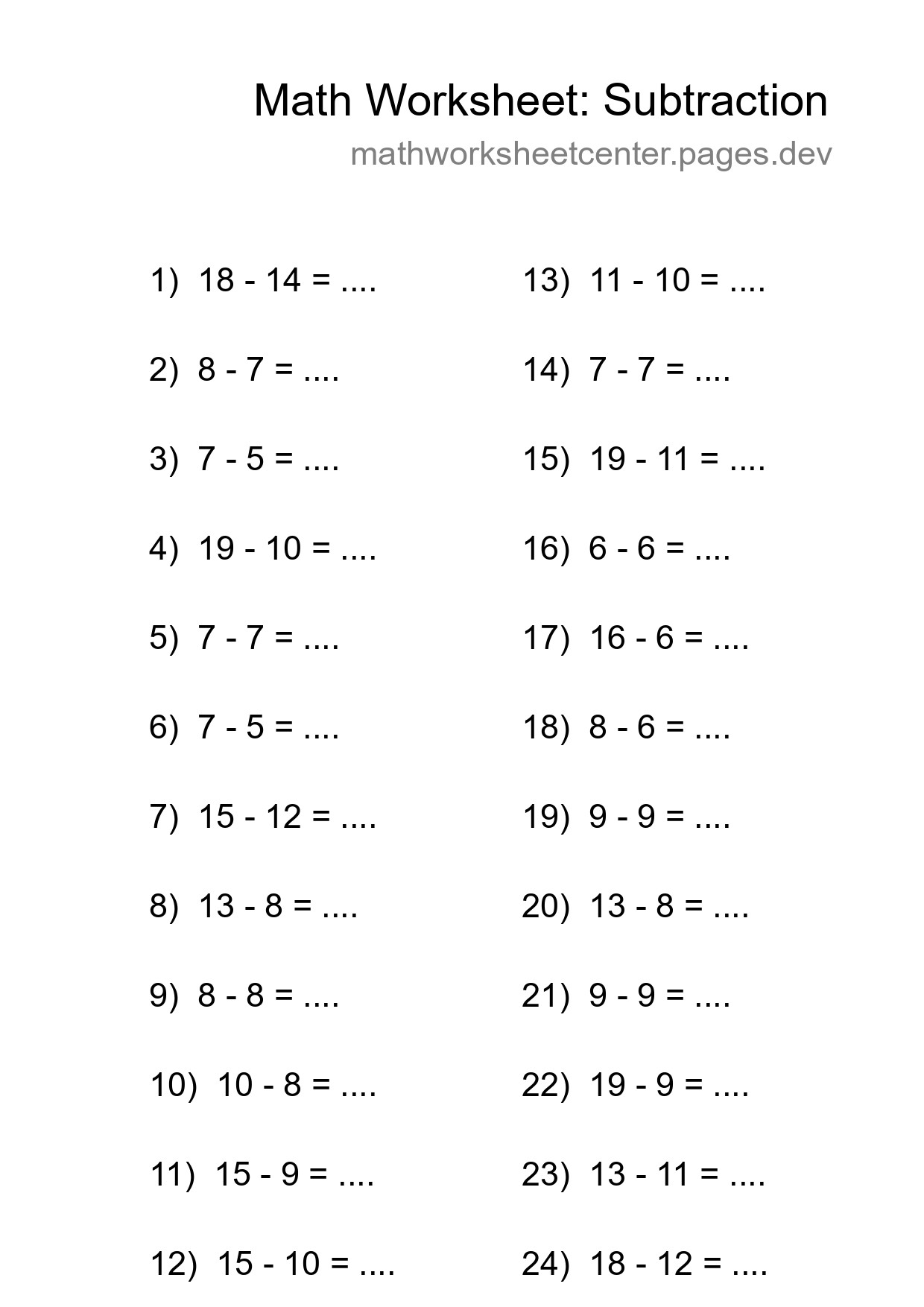 Free 24 Subtraction Math Worksheet For Grade 2 With Answers - Part 298