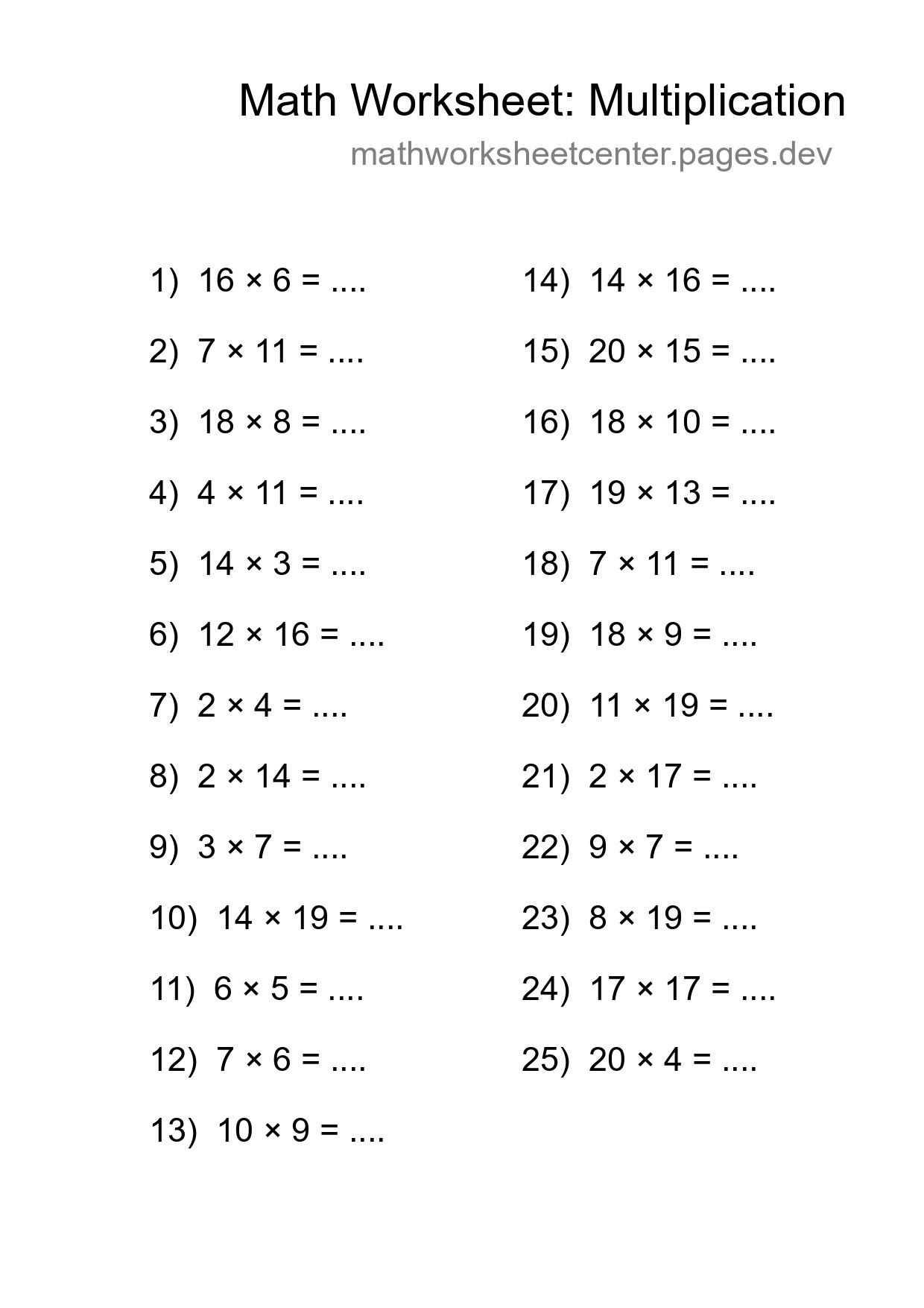Free 25 Multiplication Math Worksheet For Grade 2 With Answers - Part 187
