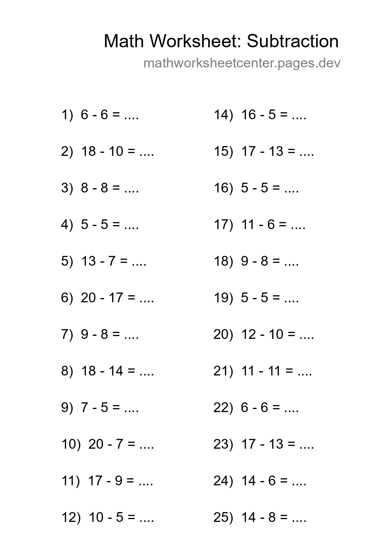 Free 25 Subtraction Math Worksheet For Grade 2 - Part 48