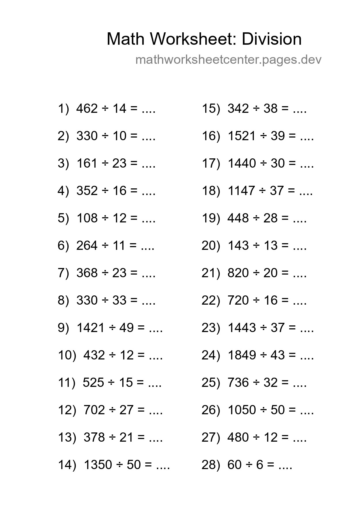 Free 28 Division Math Worksheet For Grade 2 With Answers - Part 114