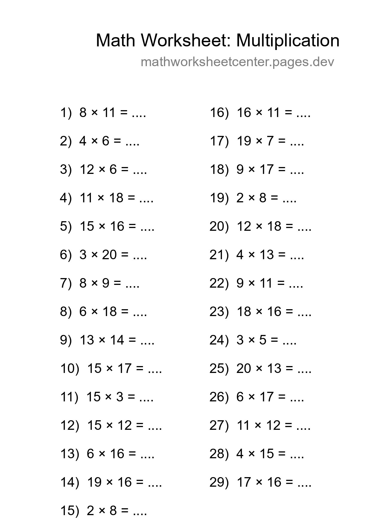 Free 29 Multiplication Math Worksheet For Grade 2 With Answers - Part 207