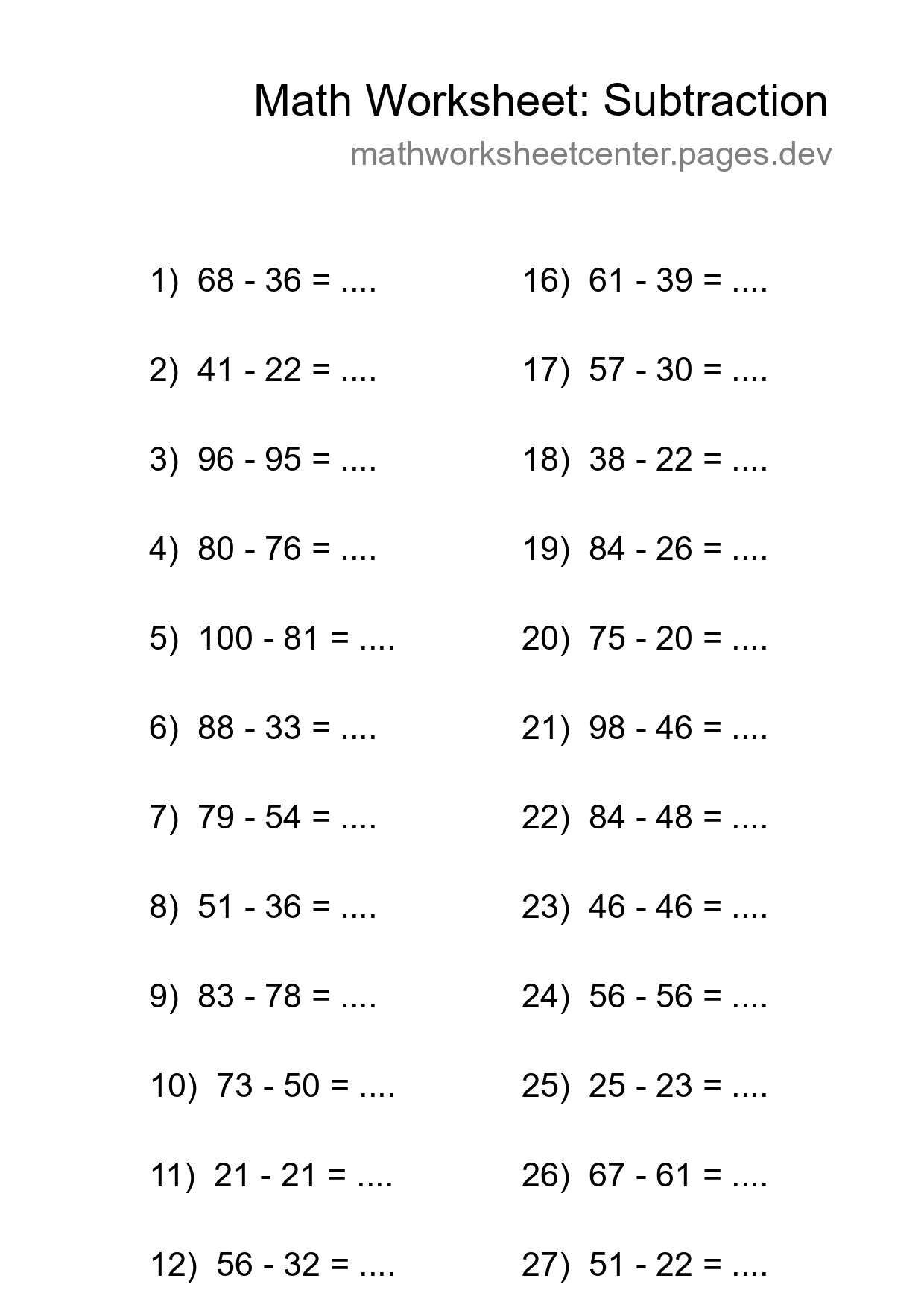 Free 29 Subtraction Math Worksheet For Grade 3 With Answers - Part 58