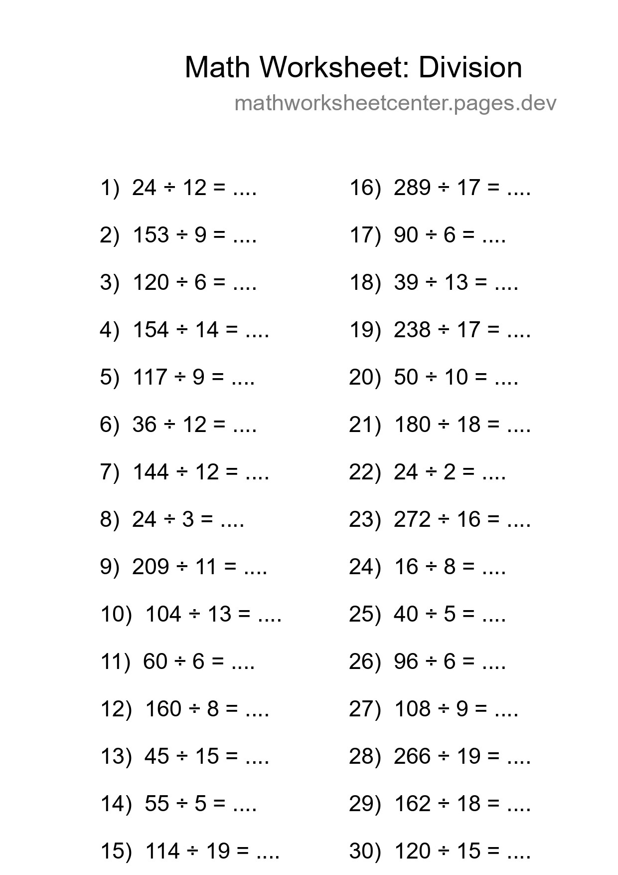 Free 30 Division Math Worksheet For Grade 2 - Part 4