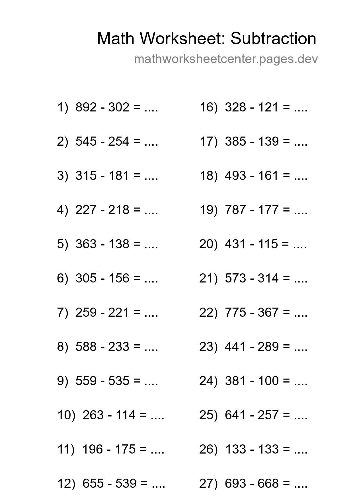 Free 30 Subtraction Math Worksheet For Grade 5 With Answers - Part 118