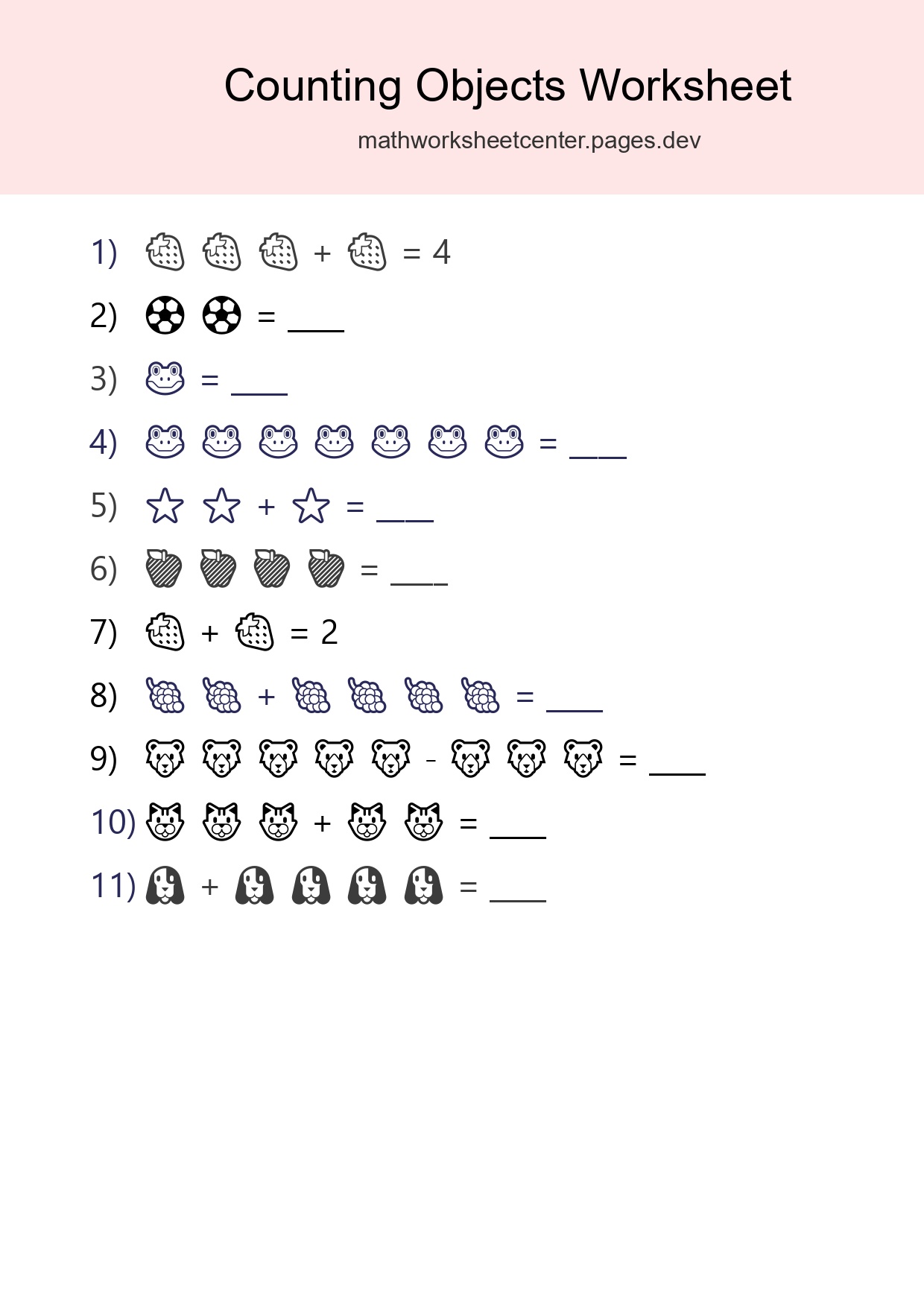 Free Counting Objects Worksheet For Kindergarten - Part 113