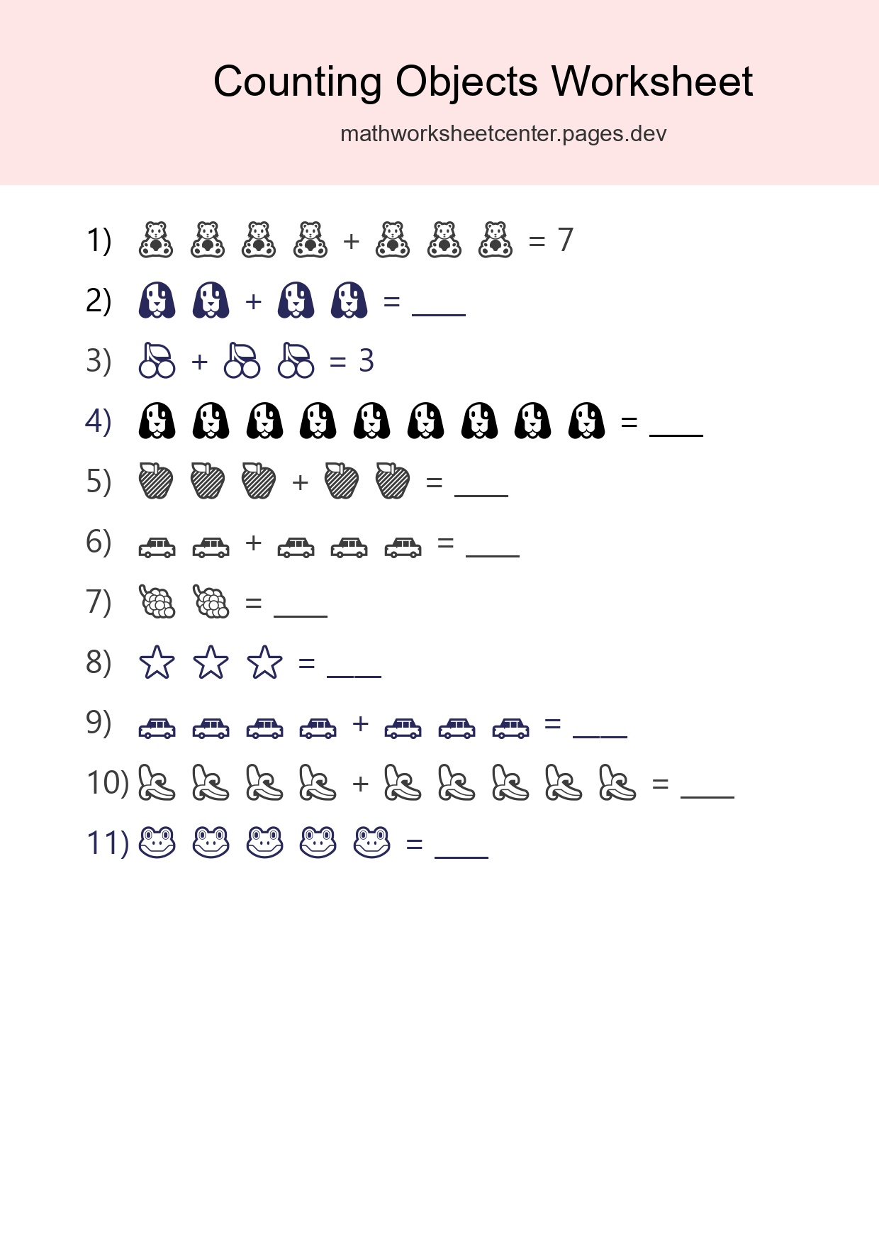 Free Counting Objects Worksheet For Kindergarten - Part 223