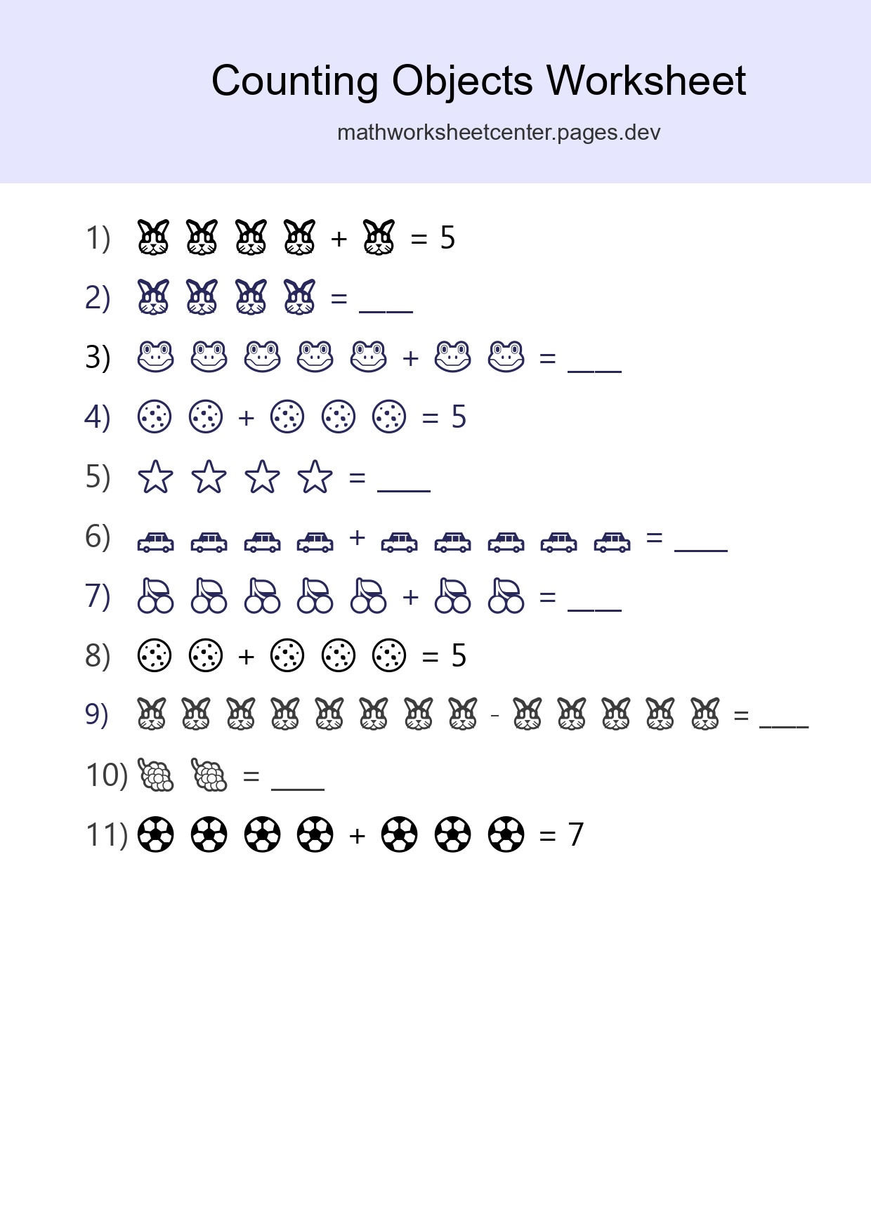Free Counting Objects Worksheet For Kindergarten - Part 33