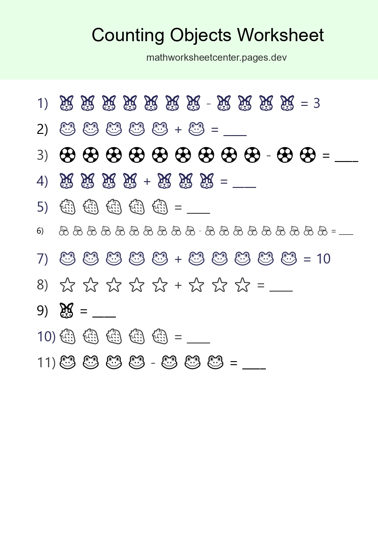 Free Counting Objects Worksheet For Kindergarten - Part 43