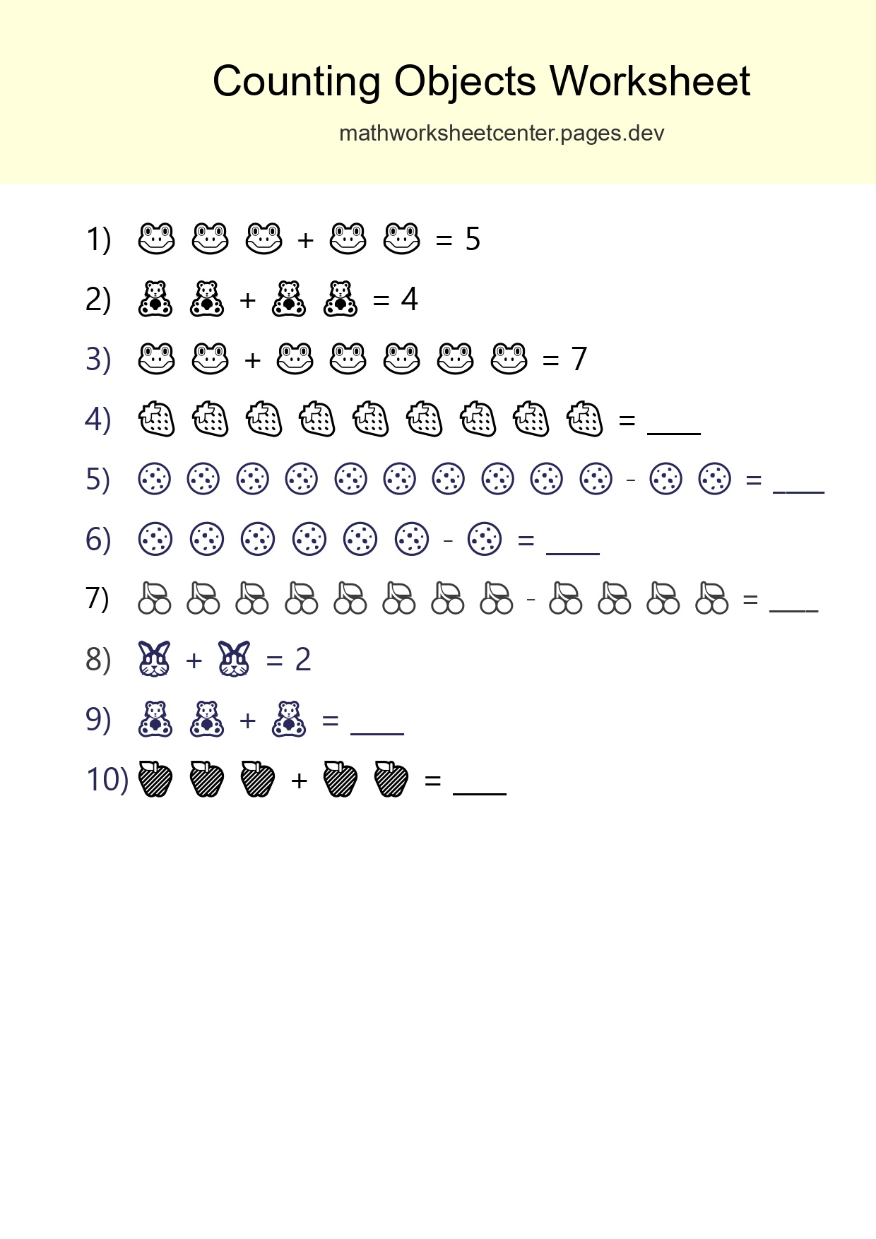 Free Counting Objects Worksheet For Kindergarten Printable - Part 103