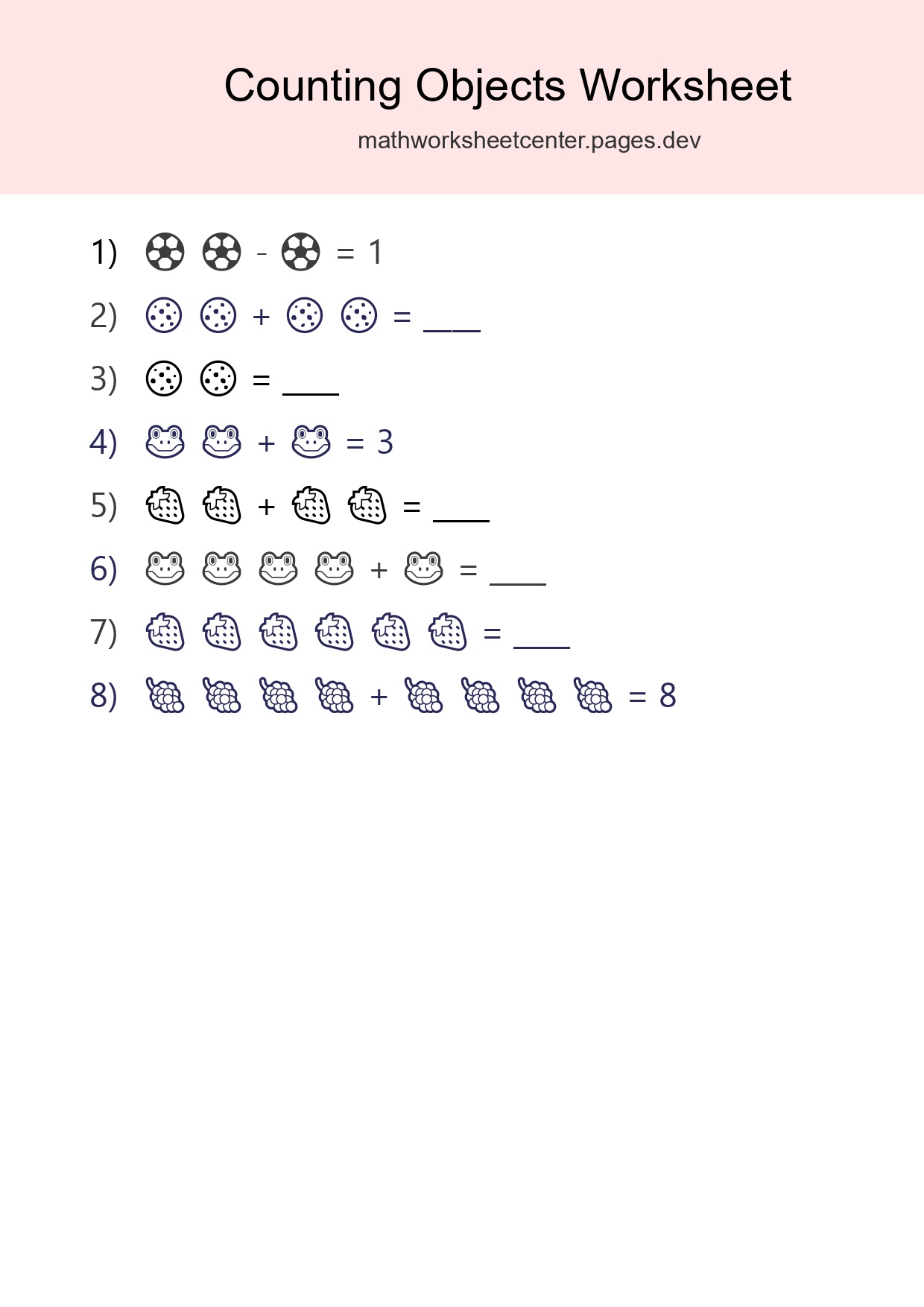 Free Counting Objects Worksheet For Kindergarten Printable - Part 173