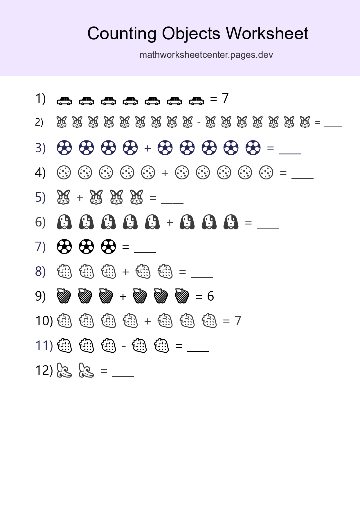 Free Counting Objects Worksheet For Kindergarten Printable - Part 283