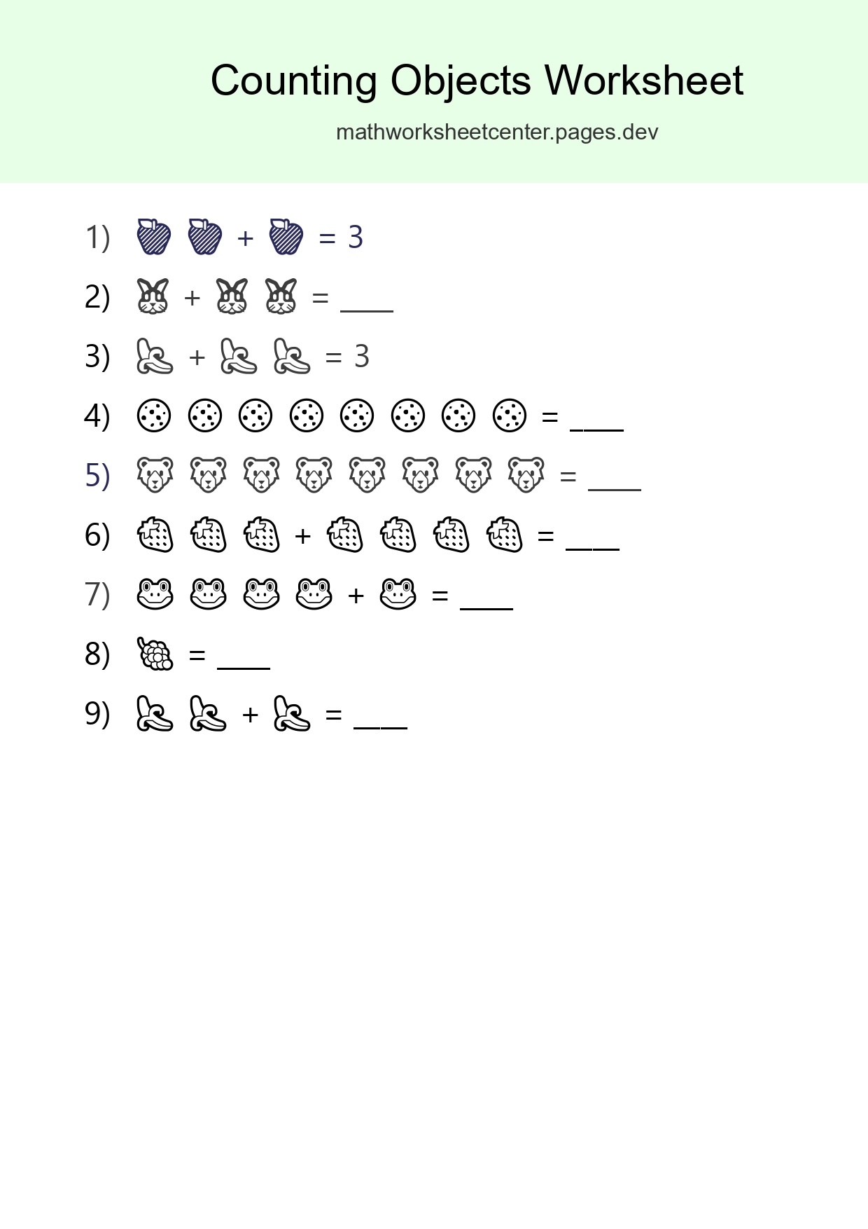 Free Counting Objects Worksheet For Kindergarten Printable - Part 293