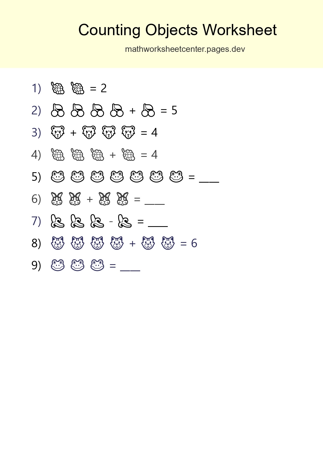 Free Counting Objects Worksheet For Kindergarten Printable - Part 63