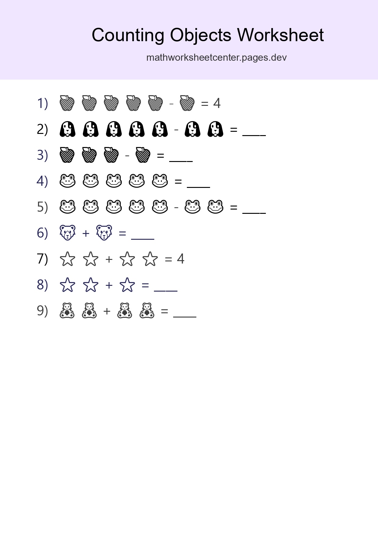 Free Counting Objects Worksheet For Pre-K - Part 193
