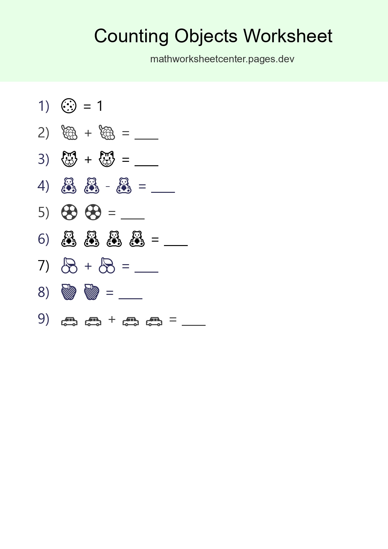 Free Counting Objects Worksheet For Pre-K - Part 83