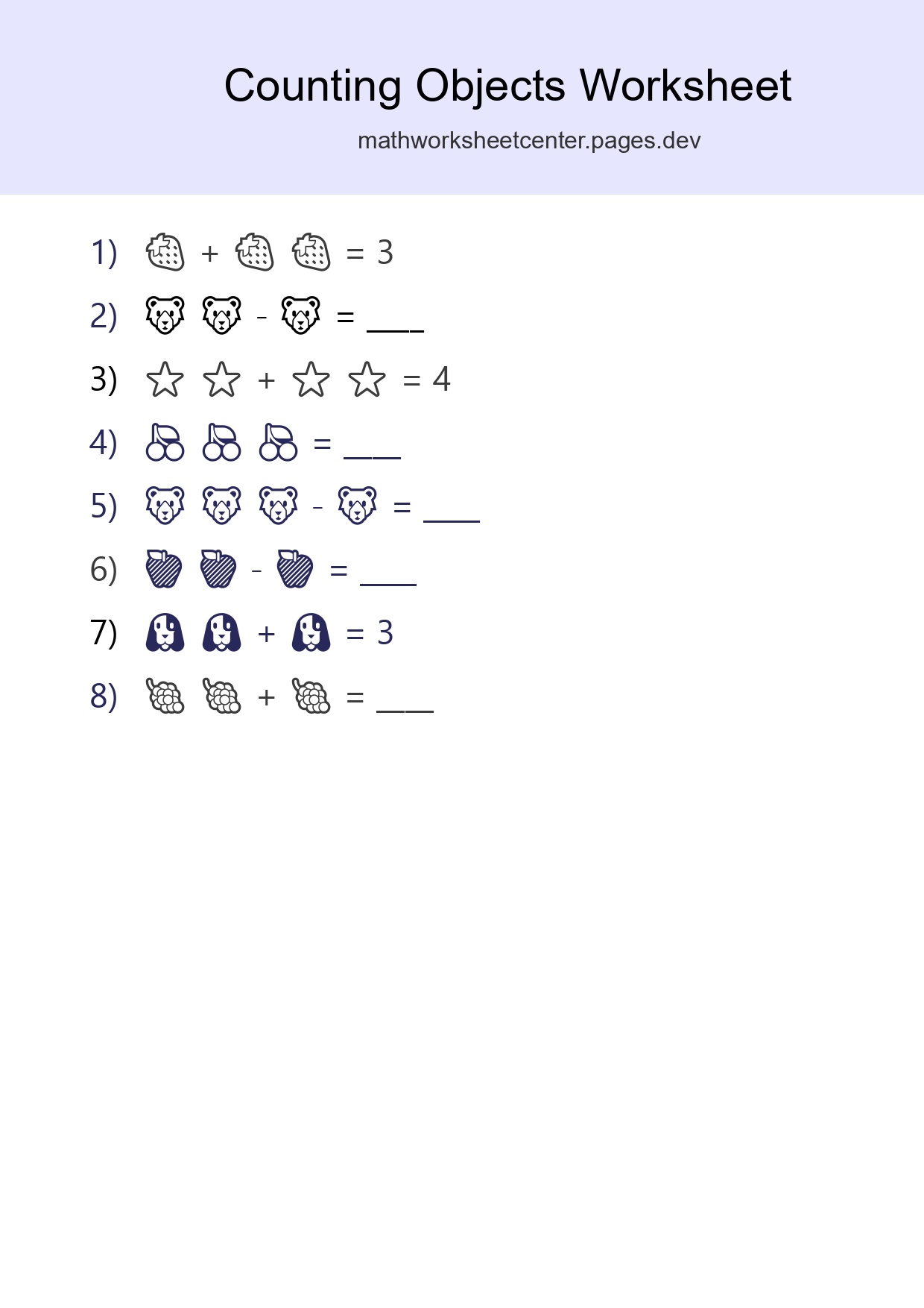 Free Counting Objects Worksheet For Pre-K Printable - Part 143