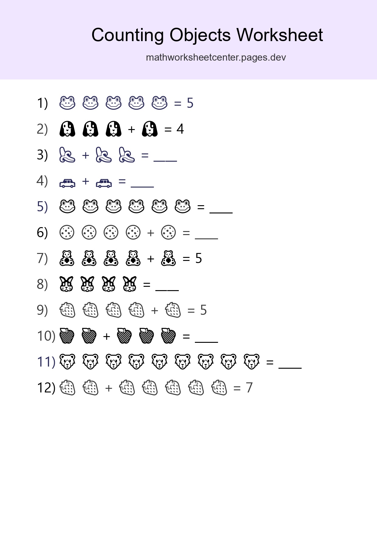 Kindergarten Count The Objects Worksheet - Part 163