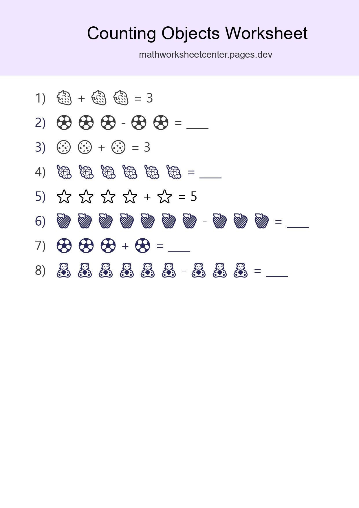 Kindergarten Count The Objects Worksheet - Part 183