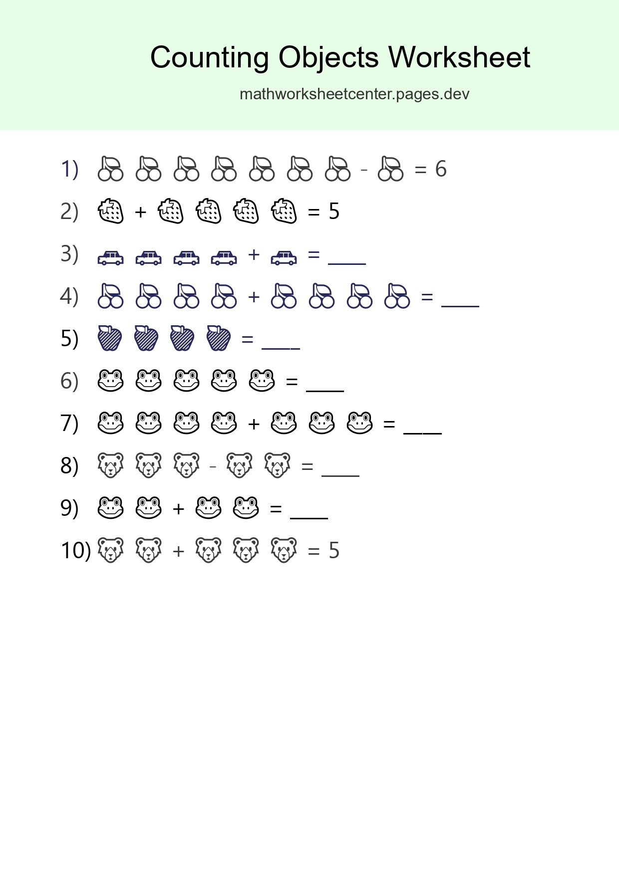 Kindergarten Count The Objects Worksheet - Part 243