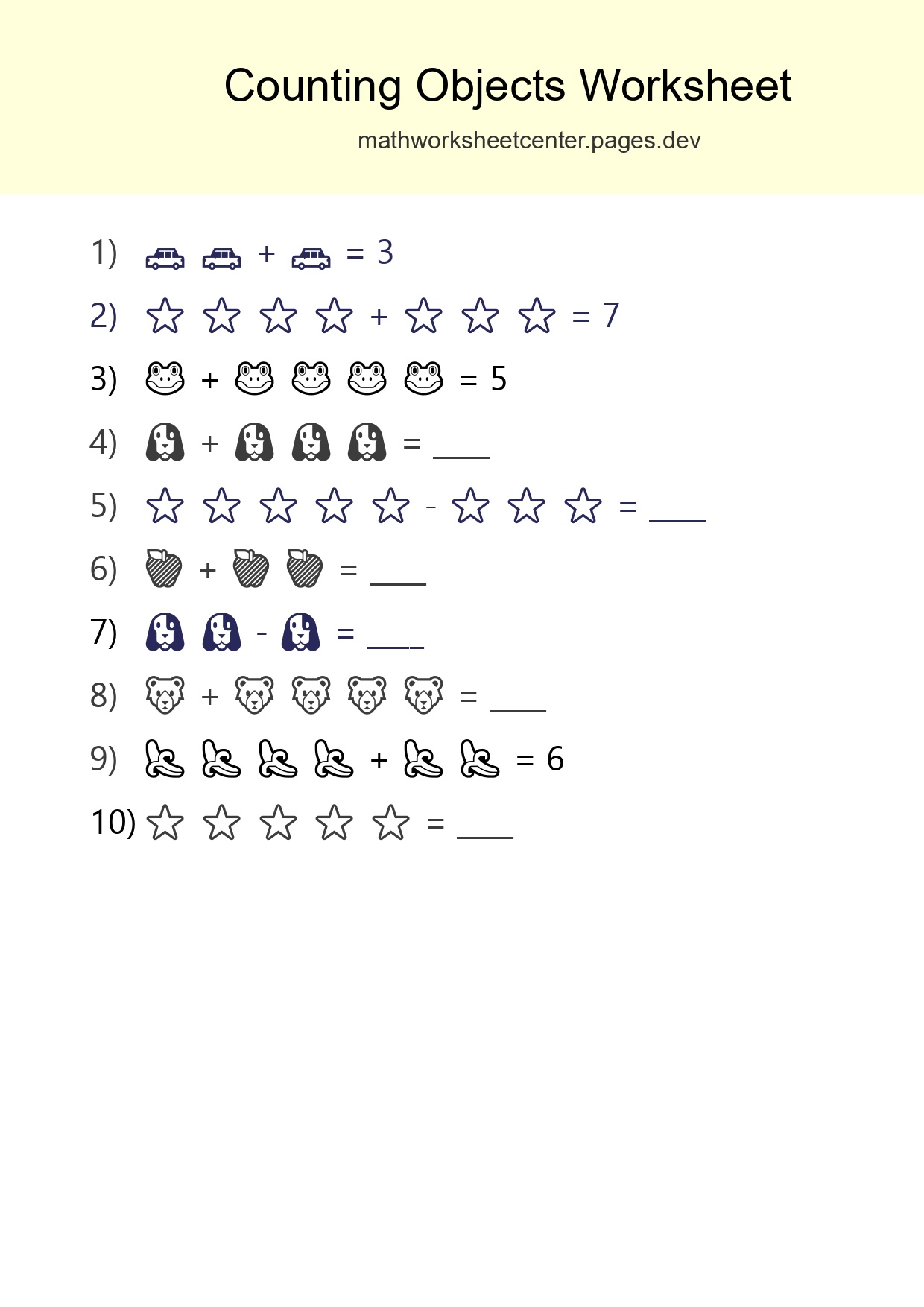 Kindergarten Count The Objects Worksheet - Part 263