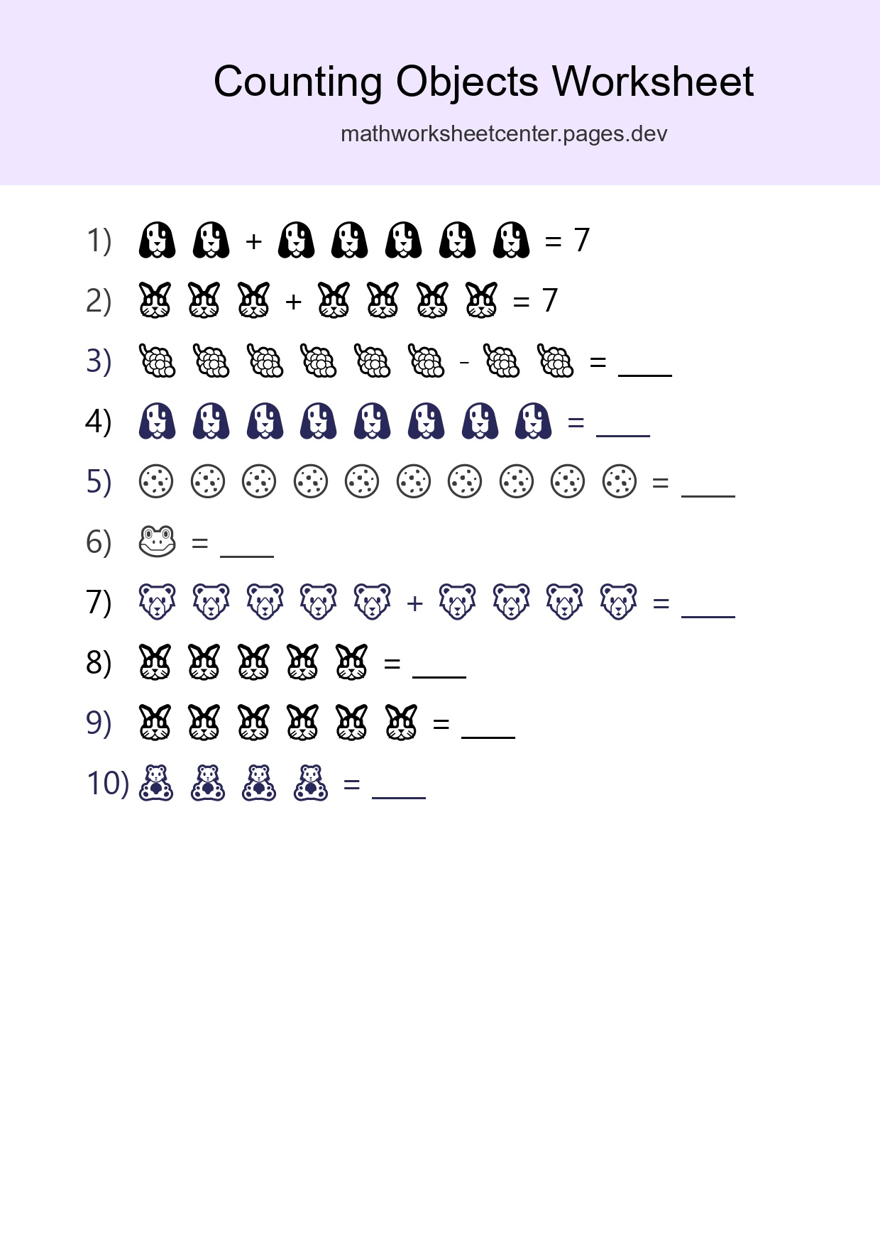 Learn Counting With Pictures Worksheet (Kindergarten) - Part 13