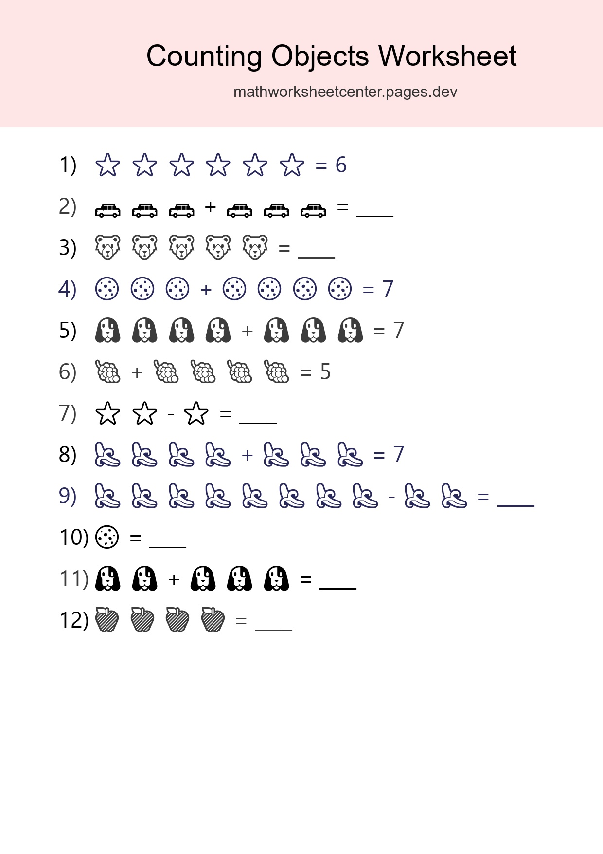 Learn Counting With Pictures Worksheet (Kindergarten) - Part 133