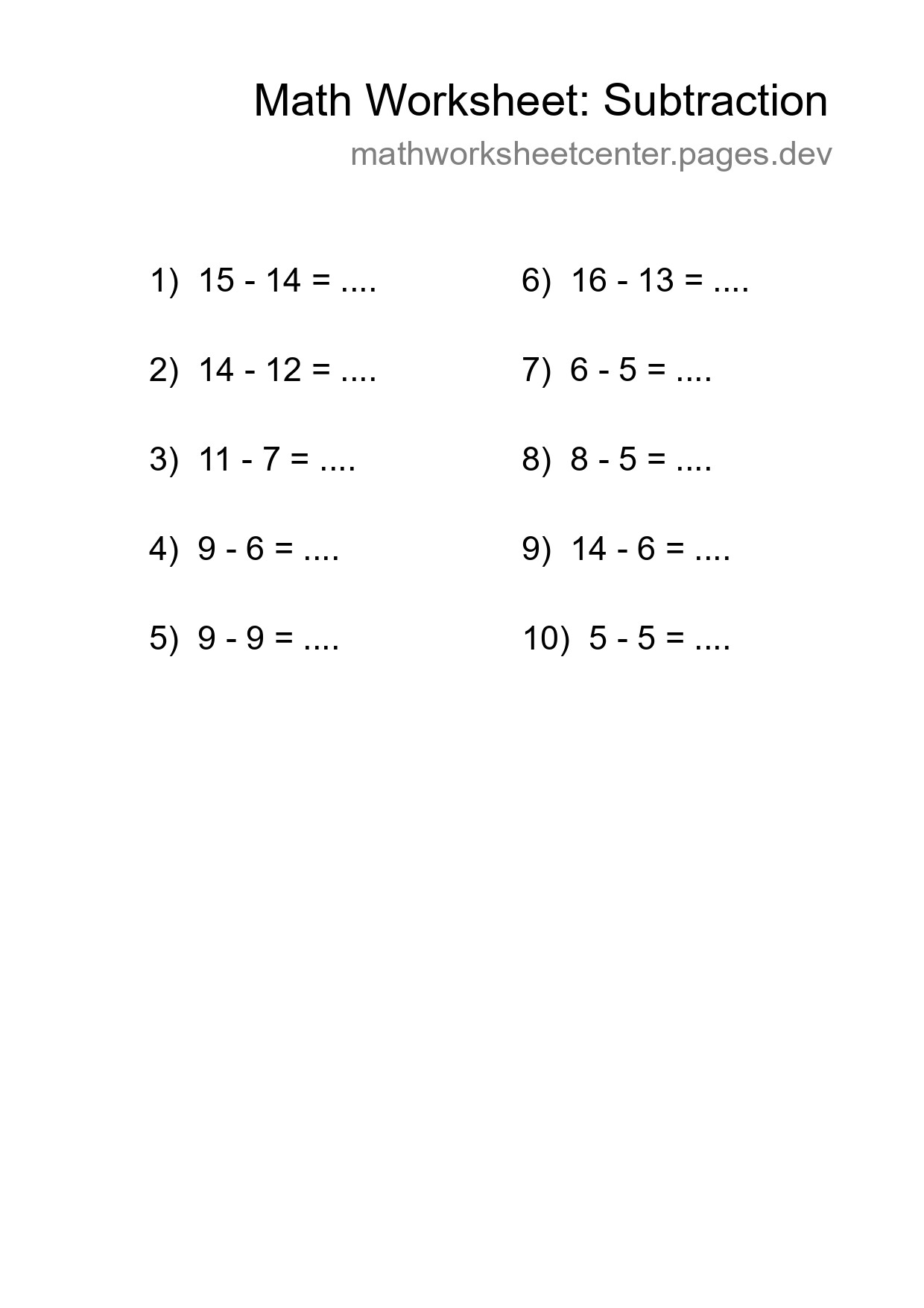 Printable Free 10 Subtraction Math Worksheet For Grade 2 - Part 98