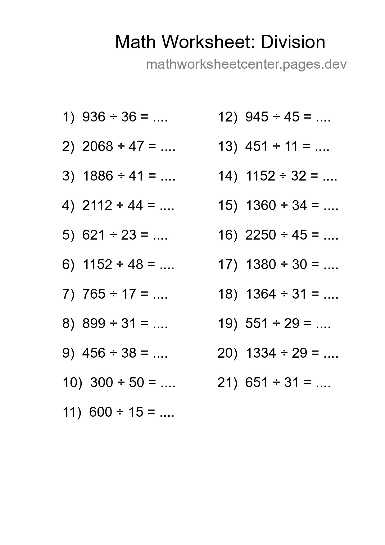 Printable Free 21 Division Math Worksheet For Grade 2 - Part 234