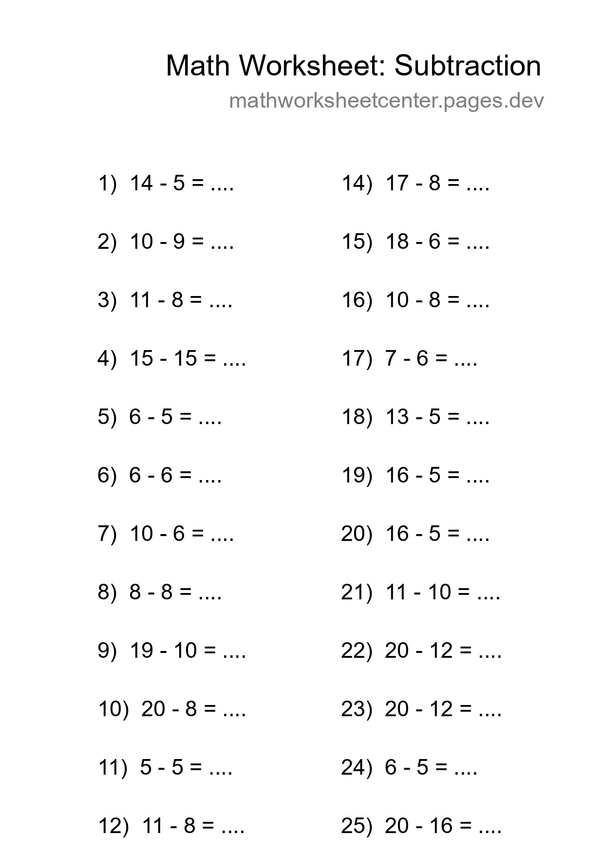 Printable Free 25 Subtraction Math Worksheet For Grade 2 - Part 28